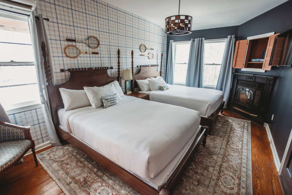 boutique hotel room in lenox ma with 2 queen beds