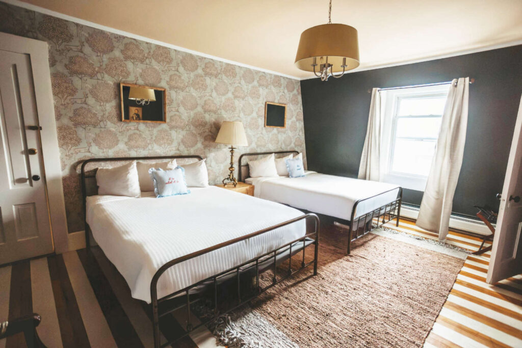boutique hotel room in lenox ma with 2 queen beds